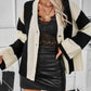 Waffle-Knit V-Neck Striped Long Sleeve Cardigan - DAVERRI FASHIONS