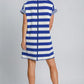 Umgee Peace Applique Striped Short Sleeve Mini Dress Mini Dresses