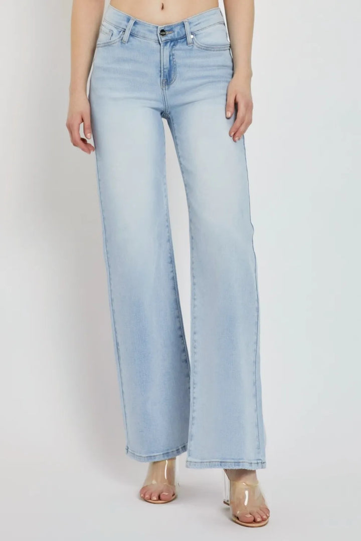 RISEN Full Size Wide Leg V Dipped Front Waist Jeans | Jeans Daverri Fashions