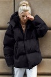 Pocketed Zip Up Hooded Puffer Jacket - DAVERRI FASHIONS
