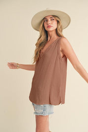 Caramel Aemi + Co V-Neck Wide Strap Tank | Tank Tops Daverri Fashions