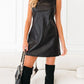 Vegan Leather Sleeveless Mini Dress - DAVERRI FASHIONS