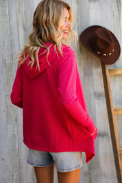 Coastal Breeze Coral Long Sleeve Open Cardigan Hoodie | Daverri Fashions