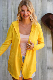 Coastal Breeze Sunflower Long Sleeve Open Hoodie Cardigan | Daverri Fashions