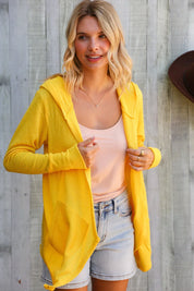 Coastal Breeze Sunflower Long Sleeve Open Hoodie Cardigan | Daverri Fashions