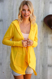 Coastal Breeze Sunflower Long Sleeve Open Hoodie Cardigan | Daverri Fashions