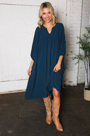 Saphire Skies Woven Crinkled Dress | Daverri Fashions