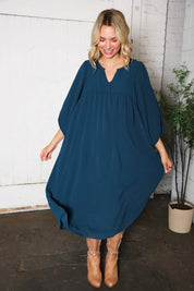 Saphire Skies Woven Crinkled Dress | Daverri Fashions