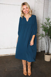 Saphire Skies Woven Crinkled Dress | Daverri Fashions