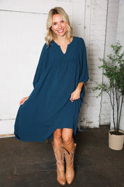 Saphire Skies Woven Crinkled Dress | Daverri Fashions