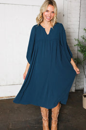 Saphire Skies Woven Crinkled Dress | Daverri Fashions