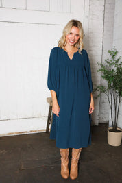 Saphire Skies Woven Crinkled Dress | Daverri Fashions