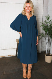 Saphire Skies Woven Crinkled Dress | Daverri Fashions