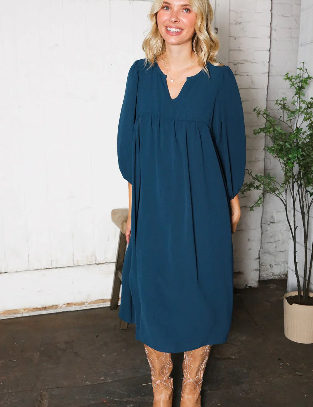 Saphire Skies Woven Crinkled Dress | Daverri Fashions