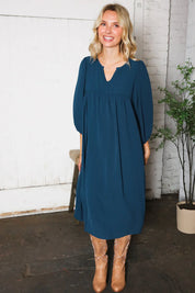 Saphire Skies Woven Crinkled Dress | Daverri Fashions