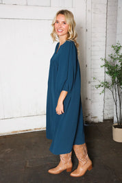 Saphire Skies Woven Crinkled Dress | Daverri Fashions