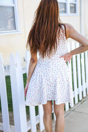 Beautiful You Ivory Checker & Floral Print Ribbon Tie Sleeveless Dress | 07-01-25 Summer Sale Daverri Fashions