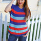 Forget Me Not Royal Blue Stripe Short Sleeve Dolman Sweater - DAVERRI FASHIONS