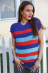 Forget Me Not Royal Blue Stripe Short Sleeve Dolman Sweater - DAVERRI FASHIONS