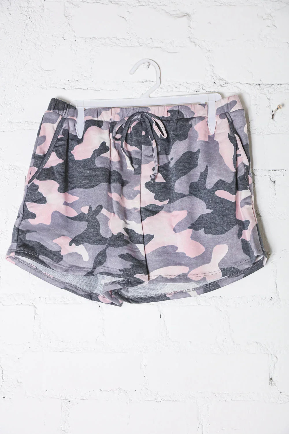 Be Bold Pink/Black Camo French Terry Pocket Shorts | Daverri Fashions