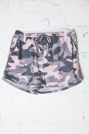 Be Bold Pink/Black Camo French Terry Pocket Shorts | Daverri Fashions