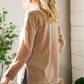 Casual Living Brown Henley Cuff Sleeve Side Slit Pullover - DAVERRI FASHIONS