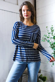 Navy Days Long Sleeve Top | Daverri Fashions