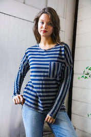 Navy Days Long Sleeve Top | Daverri Fashions