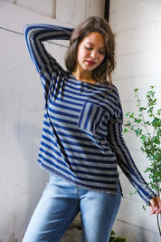 Navy Days Long Sleeve Top | Daverri Fashions