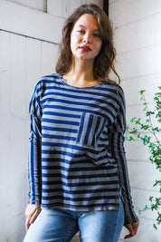 Navy Days Long Sleeve Top | Daverri Fashions