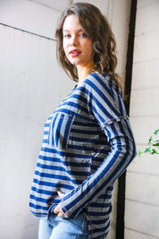 Navy Days Long Sleeve Top | Daverri Fashions