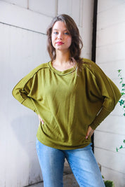 Meet You at the Bookstore Olive Ribbed Long Sleeve | Daverri Fashions