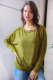 Meet You at the Bookstore Olive Ribbed Long Sleeve | Daverri Fashions