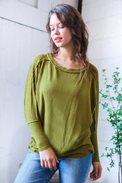 Meet You at the Bookstore Olive Ribbed Long Sleeve | Daverri Fashions