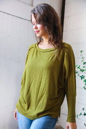 Meet You at the Bookstore Olive Ribbed Long Sleeve | Daverri Fashions