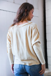 Meet You at the Bookstore Cream Ribbed Long Sleeve | Daverri Fashions