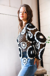 In Retro Bloom Black Crochet Lace Cover Up | Daverri Fashions