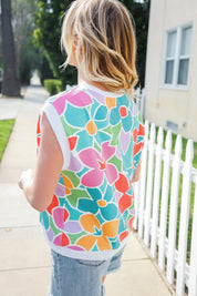 Beautiful You Teal Multicolor Floral Rib Dolman Sleeve Top | Daverri Fashions