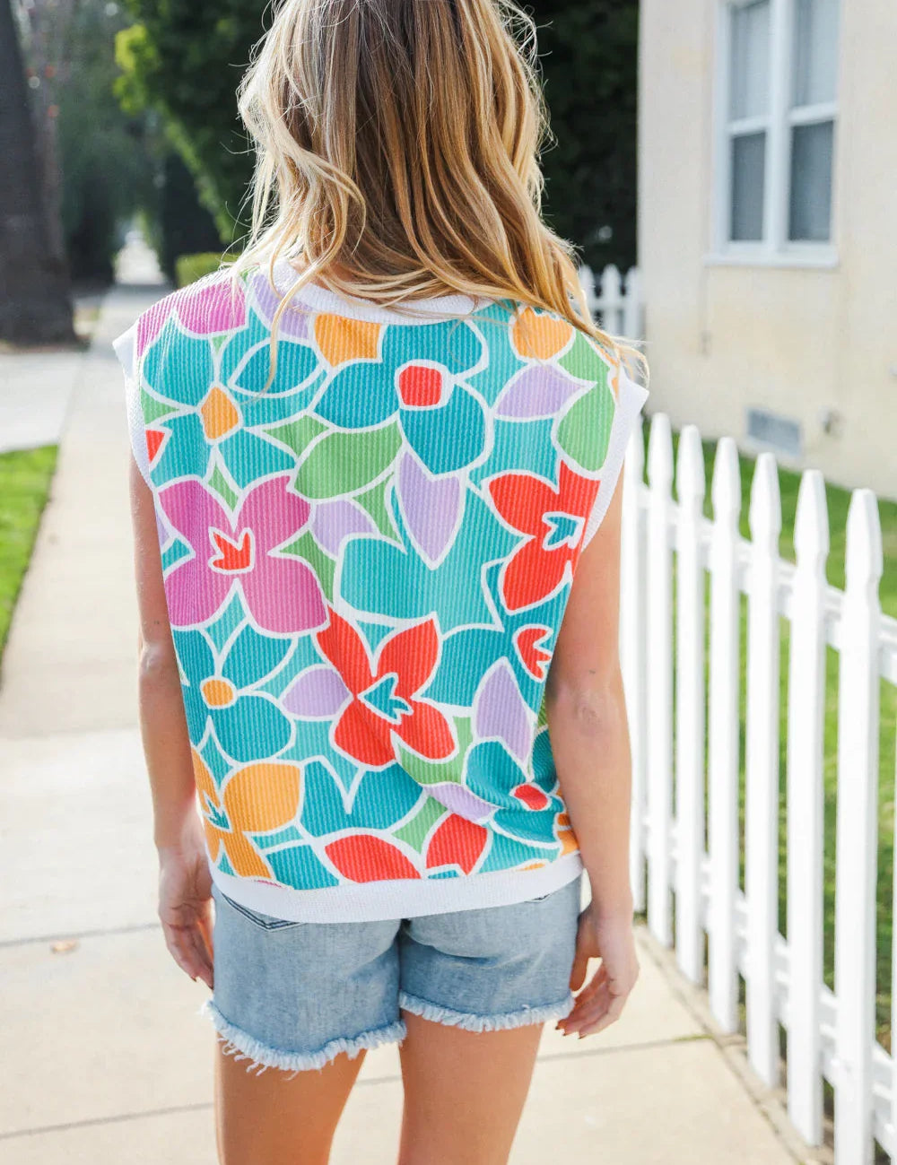 Beautiful You Teal Multicolor Floral Rib Dolman Sleeve Top | Daverri Fashions