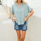 Casual Chic Sage Linen Notch Neck Dolman Short Sleeve Top - DAVERRI FASHIONS