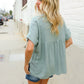Casual Chic Sage Linen Notch Neck Dolman Short Sleeve Top - DAVERRI FASHIONS