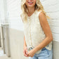 Charming Nude Cotton Button Down Scallop Hem Lace Vest Top - DAVERRI FASHIONS