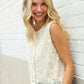 Charming Nude Cotton Button Down Scallop Hem Lace Vest Top - DAVERRI FASHIONS