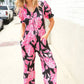 Spring Vibes Black Floral Print Ruffle Sleeve Wide Leg Jumpsuit - DAVERRI FASHIONS