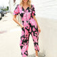 Spring Vibes Black Floral Print Ruffle Sleeve Wide Leg Jumpsuit - DAVERRI FASHIONS