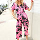 Spring Vibes Black Floral Print Ruffle Sleeve Wide Leg Jumpsuit - DAVERRI FASHIONS