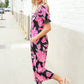 Spring Vibes Black Floral Print Ruffle Sleeve Wide Leg Jumpsuit - DAVERRI FASHIONS