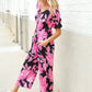Spring Vibes Black Floral Print Ruffle Sleeve Wide Leg Jumpsuit - DAVERRI FASHIONS