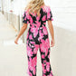 Spring Vibes Black Floral Print Ruffle Sleeve Wide Leg Jumpsuit - DAVERRI FASHIONS
