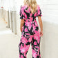 Spring Vibes Black Floral Print Ruffle Sleeve Wide Leg Jumpsuit - DAVERRI FASHIONS